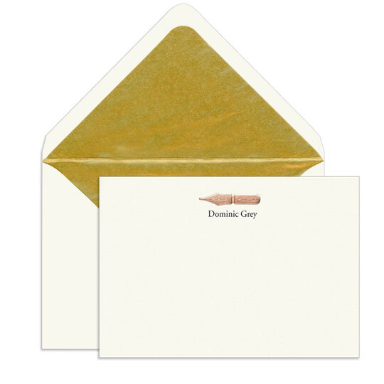 Gold Nib Engraved Motif Flat Note Cards